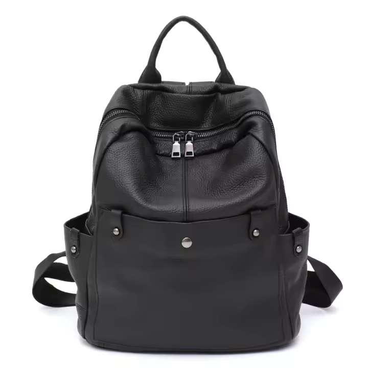 Mochila Casual De Cuero Genuino Suave Para Hombres Y Mujeres Con Multiples Bolsillos Espacioso Versátil Para Viajes Negocios Y Colegio - 1