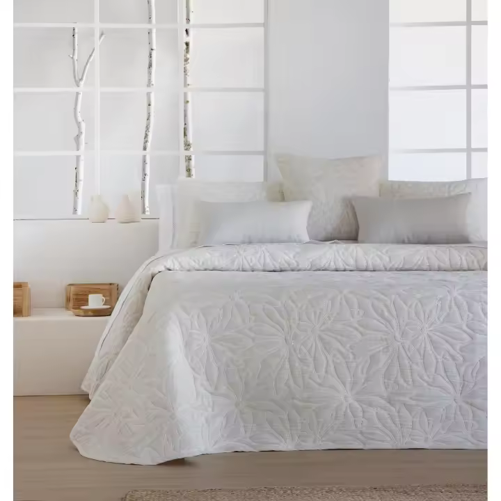 JVR - COLCHA TIPO 10 modelo NENUFAR - Tejido Jacquard Pique - Fabricado en España - Cama 90/105/135/150/160/180 - 1