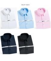 Camisa Blanca Para Hombre De Verano Con Cuello En V Y Mangas Cortas Estilo Clásico Slim Business Ropa Formal Para Trabajo Material De Algodón Y Poliéster - details 3