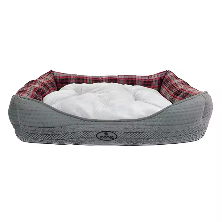 Cama para Mascotas Ibañez Suave y Acogedora con Tejido de Crochet y Estampado de Cuadros - 1
