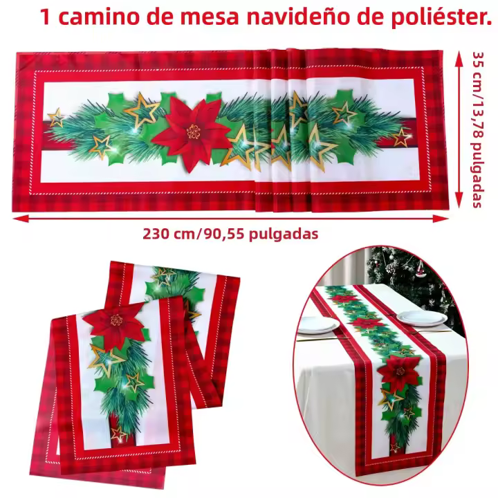 Corredor De Mesa De Navidad 2024 Polyester Feliz Navidad Decoración Para Hogar Xmas TableRunner Noel Año Nuevo Regalo - 1
