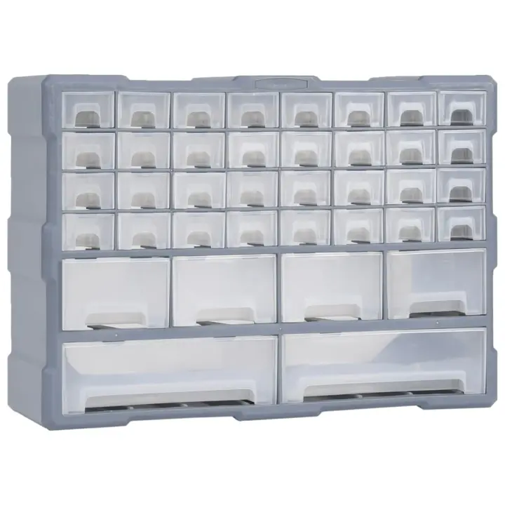 vidaXL Organizador Multicajones con 40 Cajones Herramientas Taller Armario Color Gris,  Naranja y negro, y mas - 1