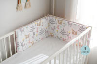 LALA - Barandilla de cuna para Bebe, Valla de Tela anticolisión, Algodón, Rosa, Pequeño Zorro, 120x30, a Pieza - details 1