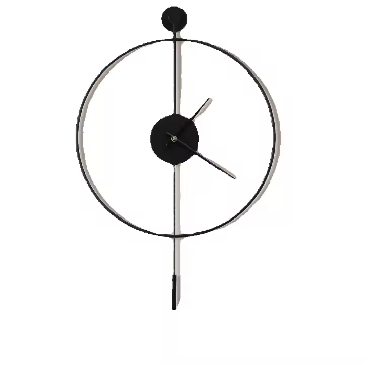 Clásico Gran Péndulo Reloj de pared Art decorative Relojes Redondo minimalista moderno Reloj no TicTac Silencioso metal Reloj de pared 50cm Negro - 1