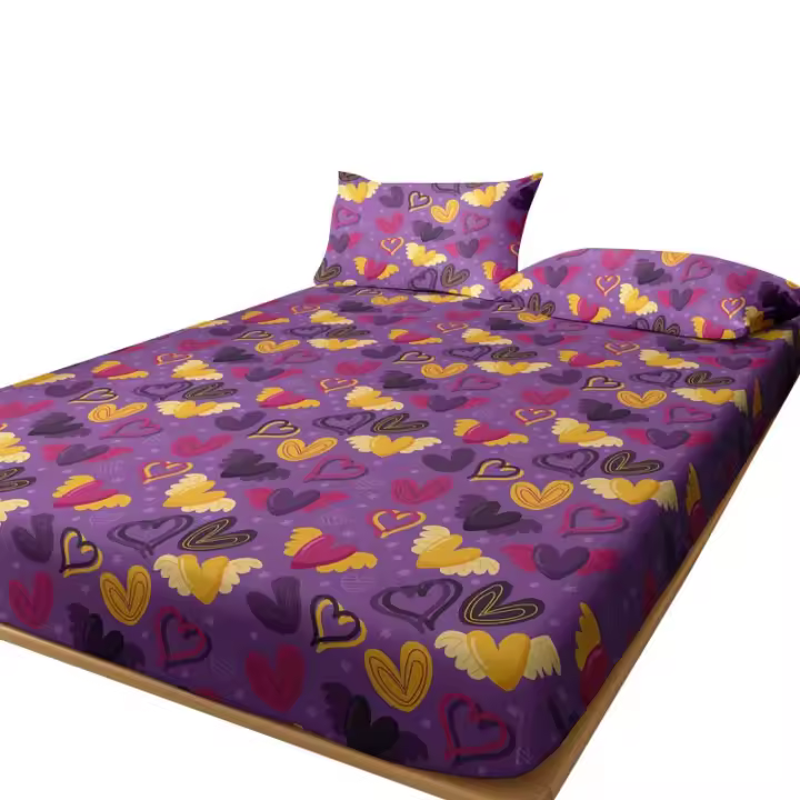 Sábana Individual Con Patrón De Alas De Amor En Textil De Poliéster 100% Con Acabado Frosted Para Dormitorio Sin Almohadillas - 1