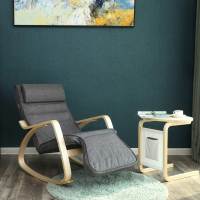 Mecedora de abedul con reposapiés ajustable, sillón tumbona con funda desmontable y lavable, disponible en gris claro o gris oscuro, 67x115x91 cm, capacidad 150 kg - details 9