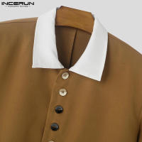 Incern Run Chaqueta De Hombre Estilo Coreano 2024 Moda Casual Con Contraste En Cuello Y Botones Multiseguros Largo Para Callejero - details 18