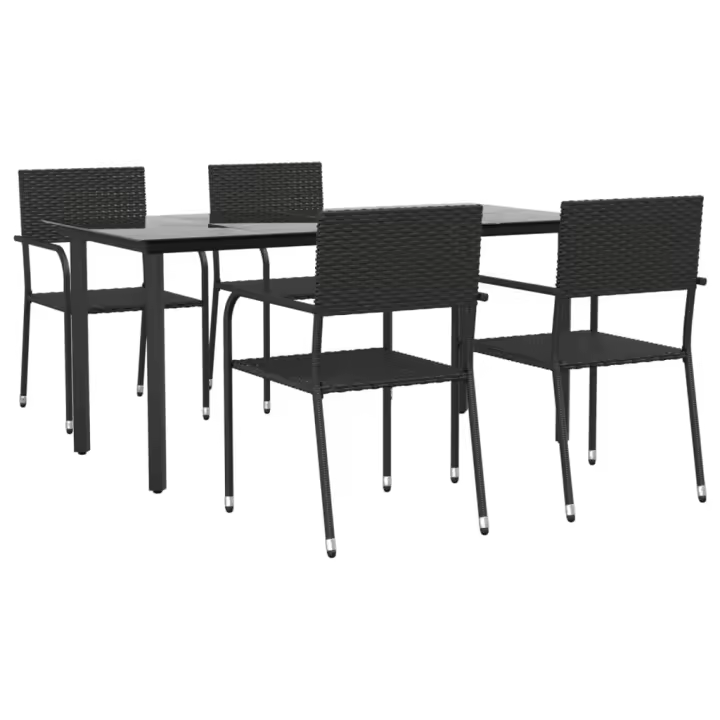 vidaXL Juego de comedor de jardín 5 pzas ratán sintético y acero negro - 1