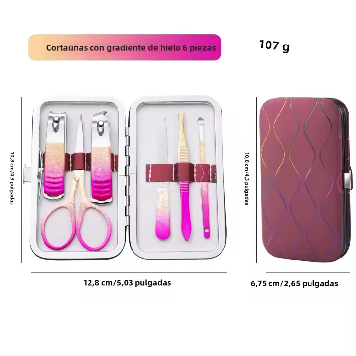 Kit De Manicura Y Pedicura Con 6-12PCS Afilados Tijeras De Uñas Y Empuñaduras De Cutícula En Estuche De PU Herramientas De Oído De Acero Inoxidable Para Hombres Y Mujeres - 1