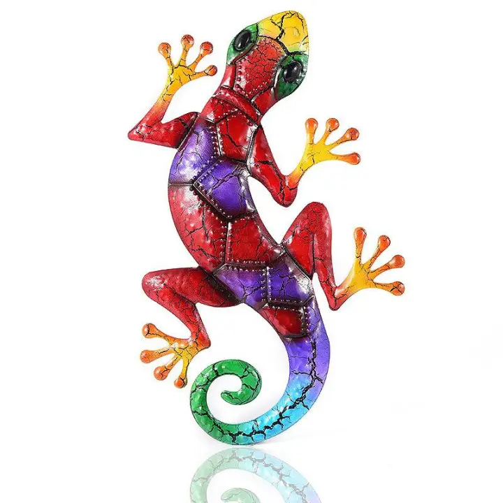Decoración De Jardín De Geckos Metálicos Miniatura Escultura De Lurdo Para Exterior Adornos De Pared Para El Hogar Y Jardín - 1