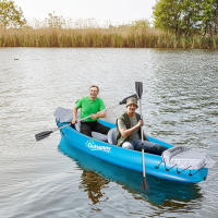 Outsunny Kayak Hinchable para 2 Personas Kayak Inflable Individual de PVC con 2 Asientos 2 Remos Bomba y Kit de Reparación 330x105x50 cm Azul - details 1