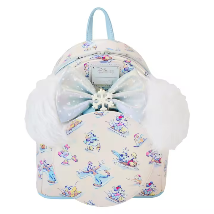 Set Mochila + Diadema orejas Winter Wonderland Mickey and Friends Disney Loungefly 26cm. Set de restaurante con diseño exclusivo. Ideal para coleccionistas y fanáticos de la gastronomía temática. - 1