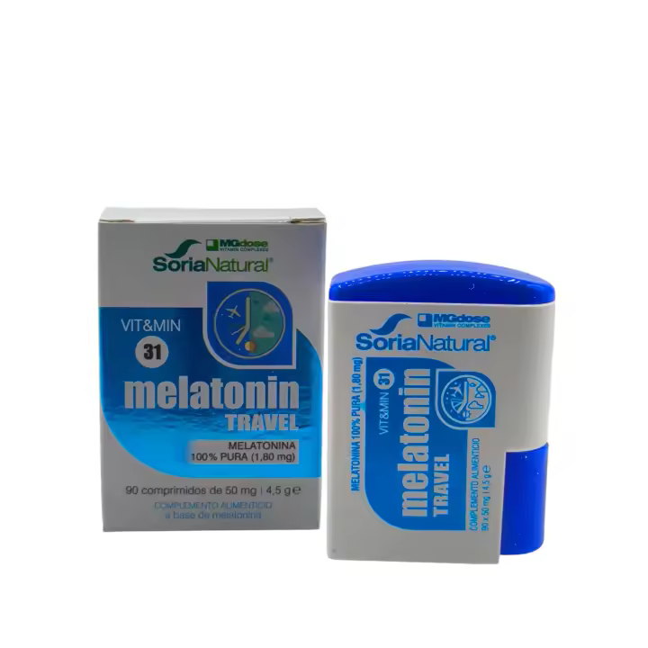 Melatonin Travel 90 comprimidos Soria Natural, Melatonina, Insomnio, Sueño reparador, Descanso nocturno, Jet Lag, Suplemento alimenticio. - 1
