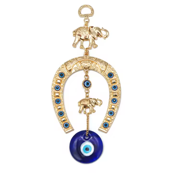 Lucky Eye Llavero De Elefante Dorado Con Corán Islámico Decoración De Pared Anteojos De La Suerte Colgante De Metal Para Todos - 1