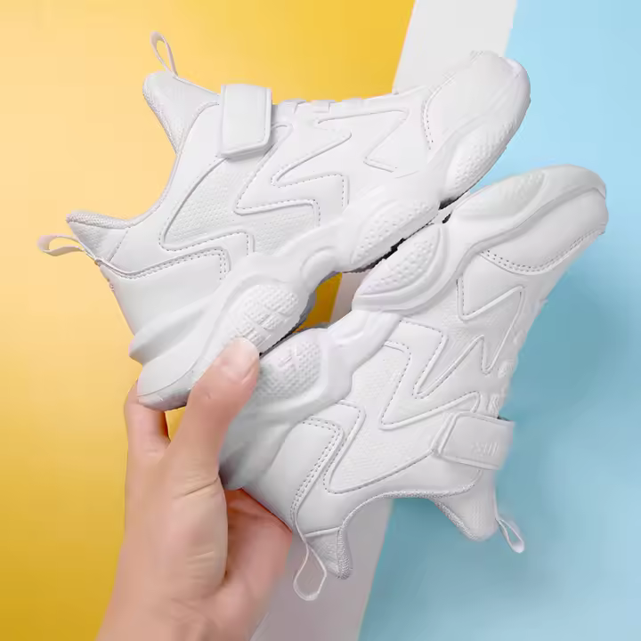 Zapatillas Blancas Para Niños Y Niñas Deportivas Casuales Transpirables Con Cordones Antideslizantes Todoterreno Talla 27-40 - 1