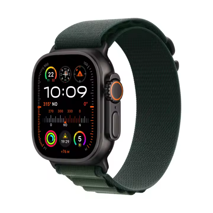 Apple Watch Ultra 2 GPS+Cellular 49 mm Correa de titanio negro Alpine Loop Verde oscuro-Talla M - 1