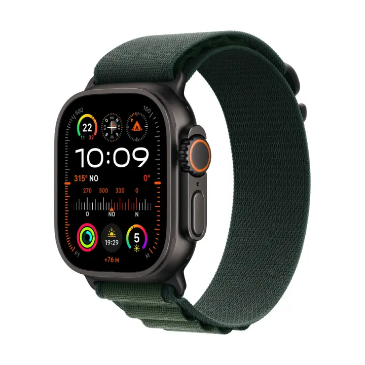 Apple Watch Ultra 2 GPS+Cellular 49 mm Correa de titanio negro Alpine Loop Verde oscuro-Talla M - 1