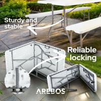 Arebos | Mesa Plegable y 2 Bancos | Mesa Plegable Portatil | Blanco | 7,25 kg por banco | MAX 150 kg | Mesa Plegable Camping - details 6