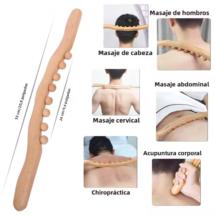 Palo De Madera GuaSha Para Masaje Terapéutico En Espalda Hombros Cuello Cintura Anti Celulitis Quemagrasa Meridiano Herramienta De Delgazamiento Corporal De Bajo Contenido De Químicos Peligrosos - 1