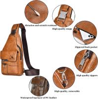Bolso bandolera para hombre, bandolera de piel sintética, impermeable, para hombre y mujer, mochila informal de viaje para senderismo y ciclismo. - details 2