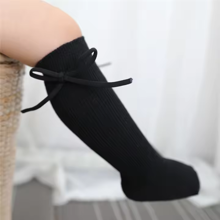 Calcetines Largos Para Niñas Con Lazo Bebé Algodón Suave Otoño Invierno Estilo Princesa Unisex Para Niños Y Niñas De 0 a 7 Años - 1