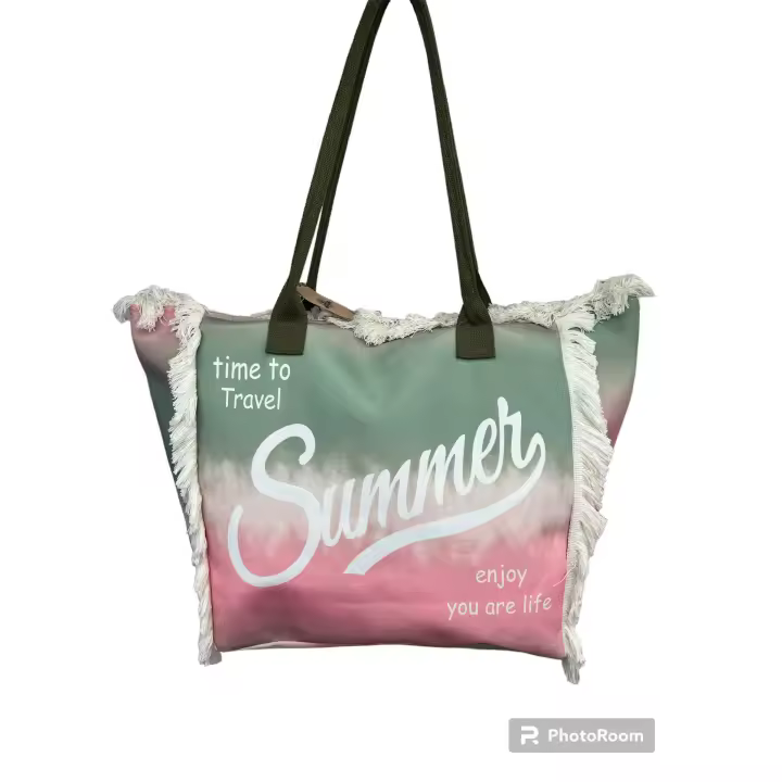 MEJORADA Bolso de Playa o Piscina Grande con Estampados de Colores Frase | Modelo Verano MEDIDA 55CM×37CM×19CM - 1