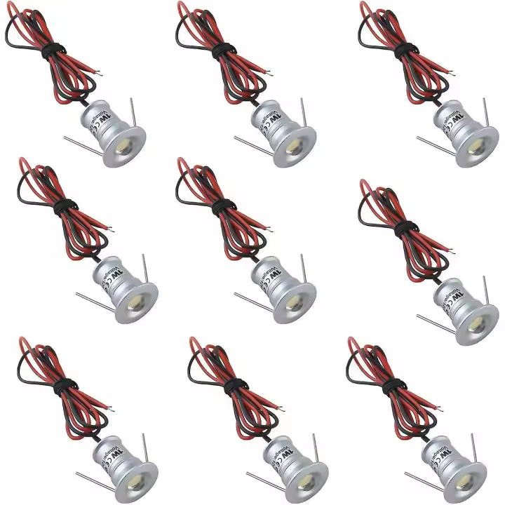 Negro 9 unids mini 12V 1W LED techo empotrar Focos para cocina, escaleras, DIY Iluminación, Blanco cálido - 1