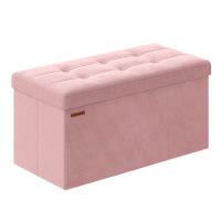 Banco de almacenaje plegable de terciopelo, taburete reposapiés con 2 cajas, 38x76x38 cm, soporta hasta 300 kg, ideal para entrada, sala de estar y dormitorio, disponible en gris paloma, gris pizarra y rosa caramelo - details 12