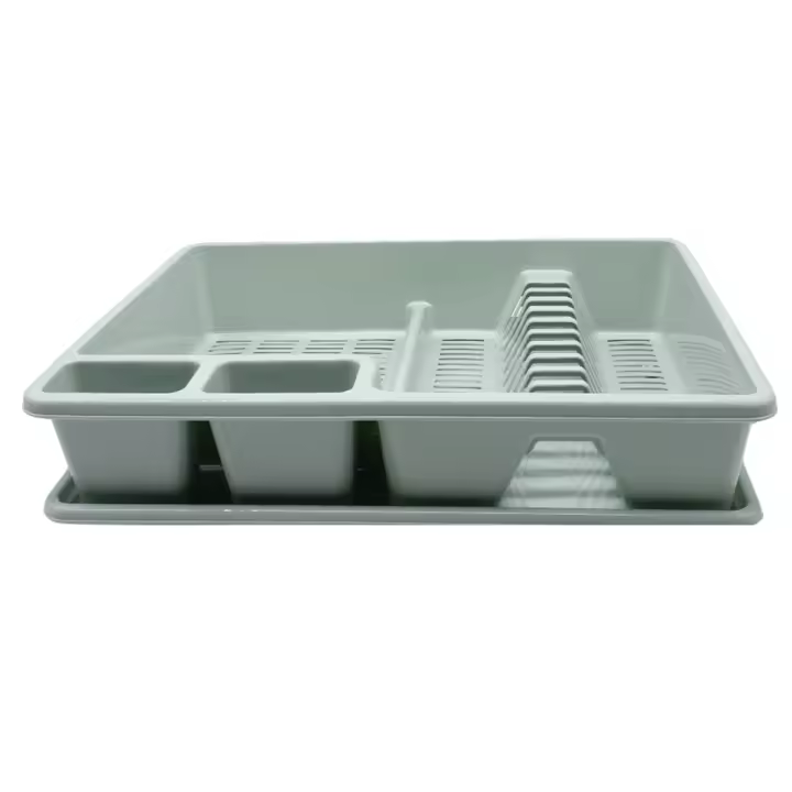 CABLEPELADO Escurreplato de plastico, Escurridor de Platos, Escurridor Fregadero 2 módulos, con Bandeja Anti-Goteo, Plástico, 49 cm de Ancho x 39 cm de Fondo x 10 cm de Altura, Verde Claro - 1