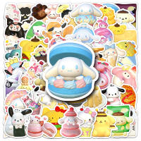 Pegatinas Sanrio De Comida Divertida 10/30/50pcs Hello Kitty Kuromi My Melody Dibujos Animados Kawaii Juguete De Pegatinas Para Niños - details 4