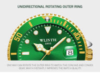Reloj Mecánico Para Hombre Wlisth Con Calendario Y Vidrio Magnífico Verde Agua Fantasma Acero Inoxidable Resistente Al Agua - details 6
