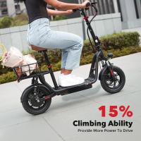 iScooter i12 Patinete eléctrico con asiento y cesta trasera, motor de 500W, batería de 36V 7.5Ah, neumático neumático de 12 pulgadas, velocidad máxima de 25km/h, alcance máximo de 35km, frenos de disco dobles, absorción de impactos doble - details 4