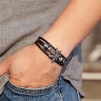 Pulsera De Cuero Vintage Multicapa Con Hoja De Arce Tejida Para Hombres Moda Religiosa Accesorios De Joyería Encantadora - details 2