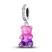 Encanto De Mariposa Morada Y Oso Serie Lindo Bolas De Plata De Ley 925 Para Pulsera Original De 3mm Joyería Para Mujer Regalo - details 9