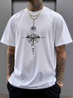 Camiseta De Algodón Puro 100% Para Hombres Verano Deportiva Casual Suelta Retro Con Imán Redondo Manga Corta Cómoda - details 5