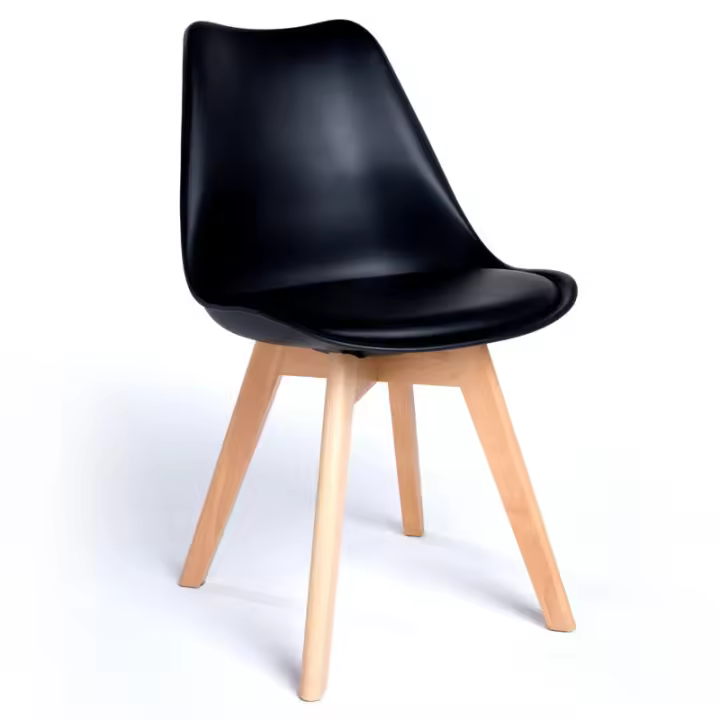 Silla de comedor acolchada Tulip de Nordicohome de estilo nórdico y color negro - 1