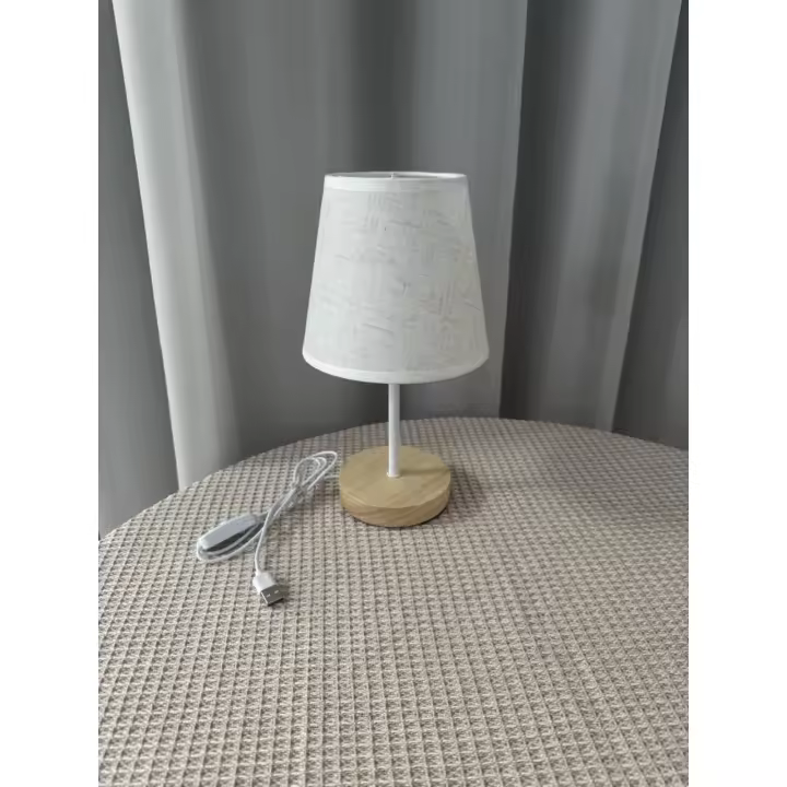 Lámpara de Mesa para dormitorio, lámpara de Mesa regulable de Tres Colores, lámpara de noche Con BASE DE Madera, lámpara de Noche, lámpara con Pantalla de Lino, lámpara de Noche 、 Atenuación por control remoto - 1