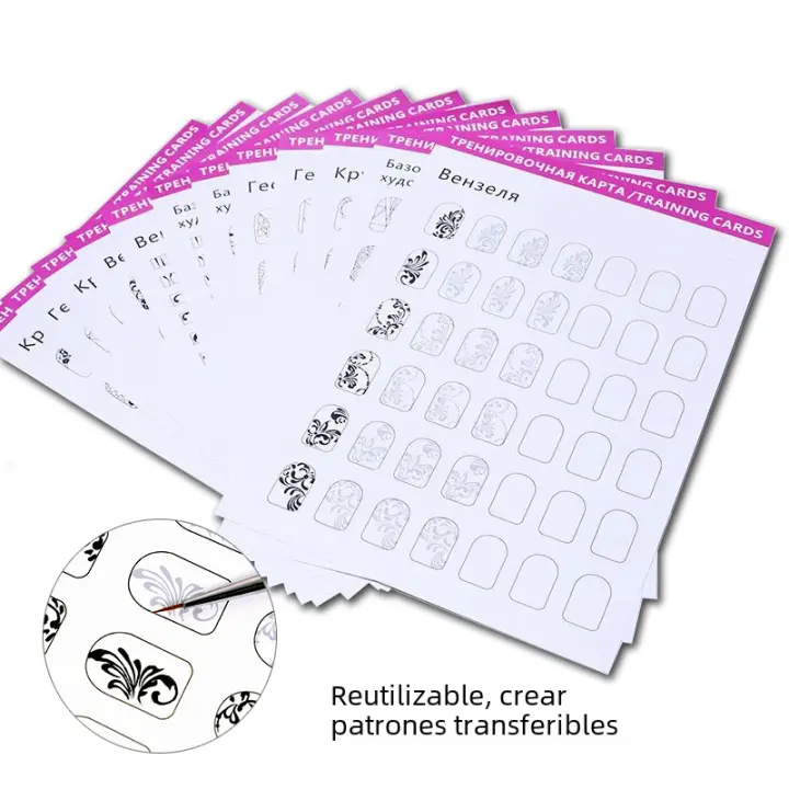 Set De 12 Piezas De Uñas Artísticas Para Práctica De Dibujos Y Pinturas Plantillas De Flores Para Manicura Y Salón De Belleza Herramientas De Aprendizaje - 1