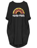 Vestido Casual De Mujer Talla Grande Con Mangas Cortas Cuello Redondo Dos Bolsillos Estilo Unisex Largo Hasta La Rodilla - details 6