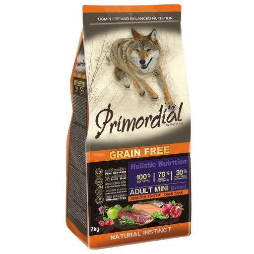 Primordial Pienso Grain Free para Perros Adultos Mini de Pato y Trucha - 2 KG2