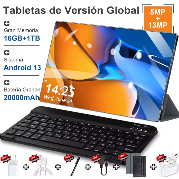 5G Tableta Android 13.0 nueva tableta de 10,1 pulgadas 16GB Ram 1tb ROM tableta 20000mah 14 núcleo WiFi tableta de red Bluetooth - 1