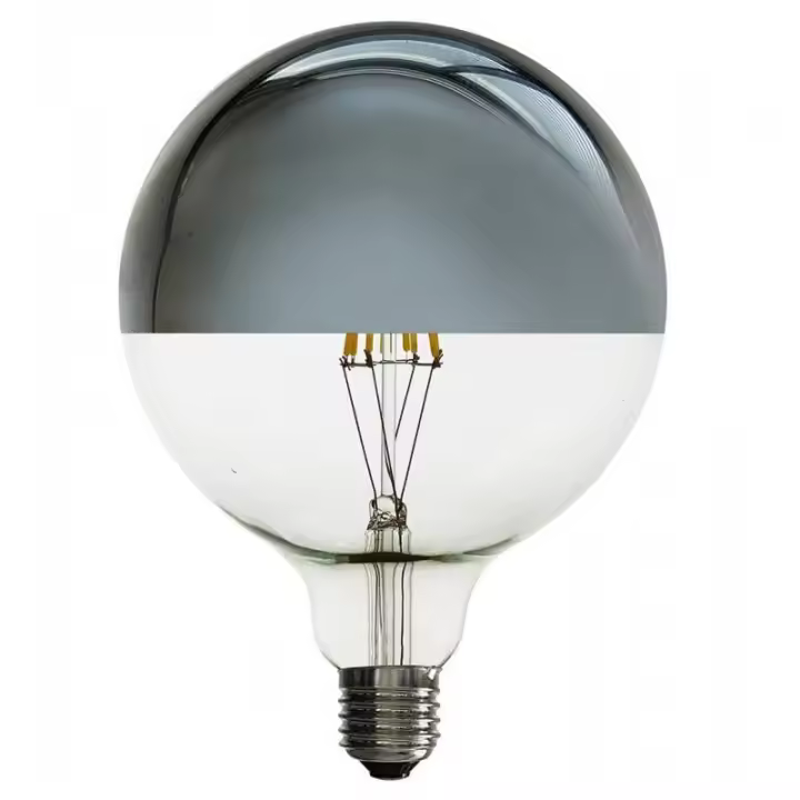 Barcelona LED Bombilla decorativa espejada plateada E27 G125 - 6W - 3000K - 1