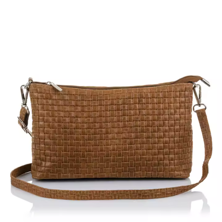 Firenze Artegiani. Zia Bolso bandolera Mujer.Piel auténtica Gamuza Grabado Geométrico . Made in Italy. Vera Pelle Italiana. - 1