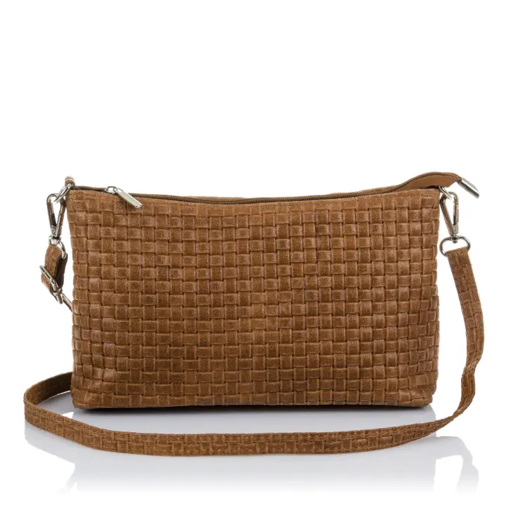 Firenze Artegiani. Zia Bolso bandolera Mujer.Piel auténtica Gamuza Grabado Geométrico . Made in Italy. Vera Pelle Italiana. - 1