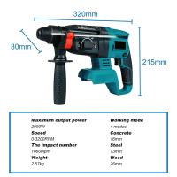 taladro rotativo inalámbrico sin escobillas, 2000W, 10600IPM, martillo eléctrico recargable, taladro de impacto para batería Makita - details 2