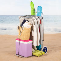 AKTIVE Carro mesa playa, 47x76x100 cm, Con bolsillo y rejilla auxiliar, Soporta 20 kg, Carro transporte playa, Carro para playa, Carro playa ruedas grandes, Carrito plegable transporte, Carro portasillas playa, Carro de playa, Carro playa plegable - details 4