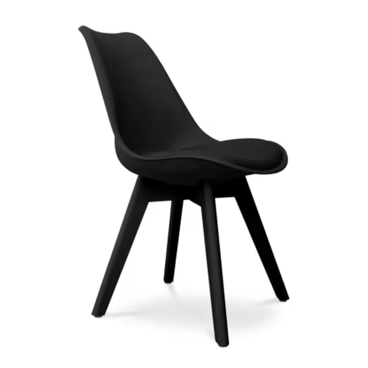 ORION91 Silla BOREAL Asiento Acolchado Piel Sintética y Patas Color Negro 🖤 48x43x82cm Comedor Oficina Salón Teletrabajo Cocina – SpazioLuzio - 1
