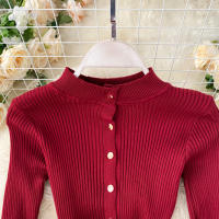 Vestido REALEFT De Punto Para Mujer Con Cuello Alto Y Mangas Largas Estampado Sólido Estilo Casual Vestido De Abrazo Largo Hasta La Rodilla Para Otoño E Invierno - details 20