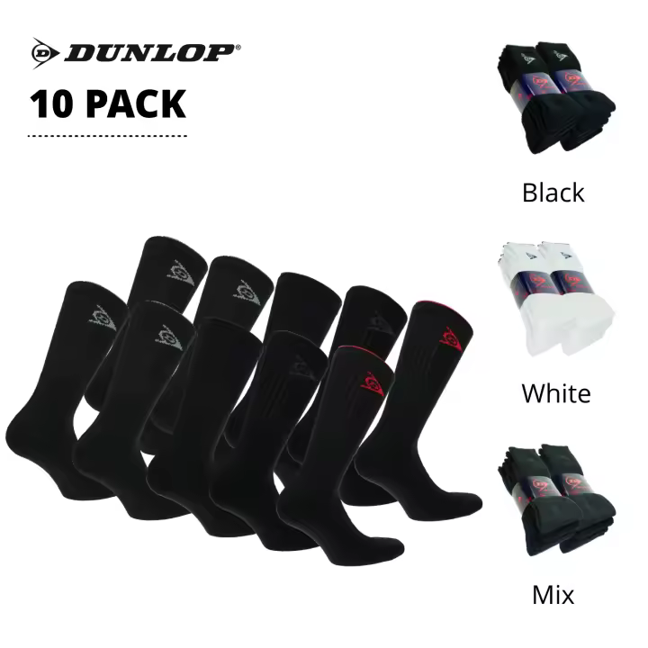 Dunlop 10 Pares Calcetines Altura Media Pantorrilla Algodón - 1