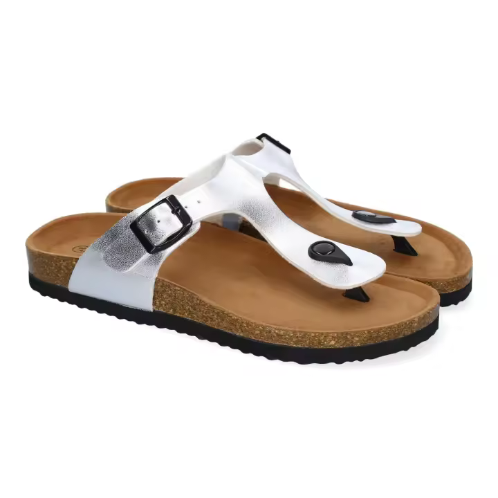 PuntoSalao Sandalias platedas planas bio tipo esclava mujer M-16 - 1